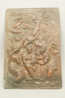 Appraisal: Cast Copper Antique Plaque Musical Winged Angels with Women and