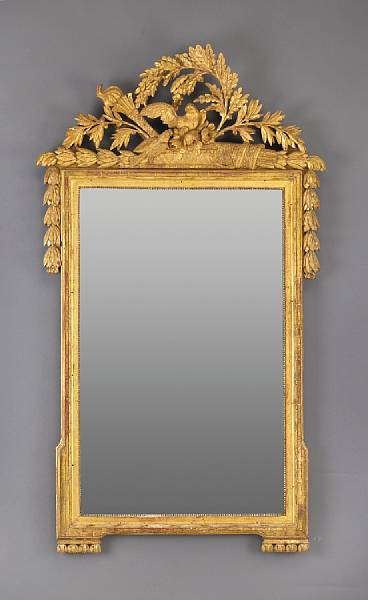 Appraisal: A Louis XVI giltwood mirror last quarter th century The