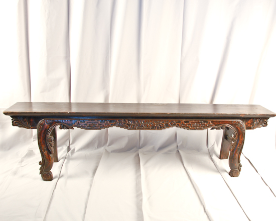 Appraisal: An Asian Carved Bench with Intricate Detail H L D