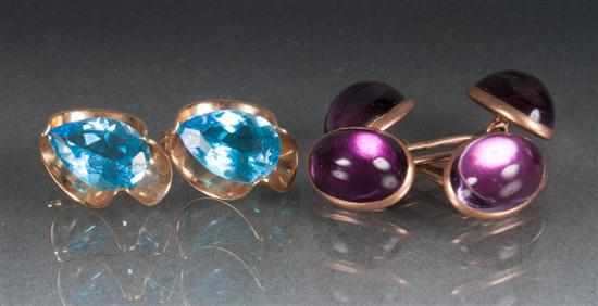 Appraisal: Pair of lady's K gold and blue topaz post-earrings together