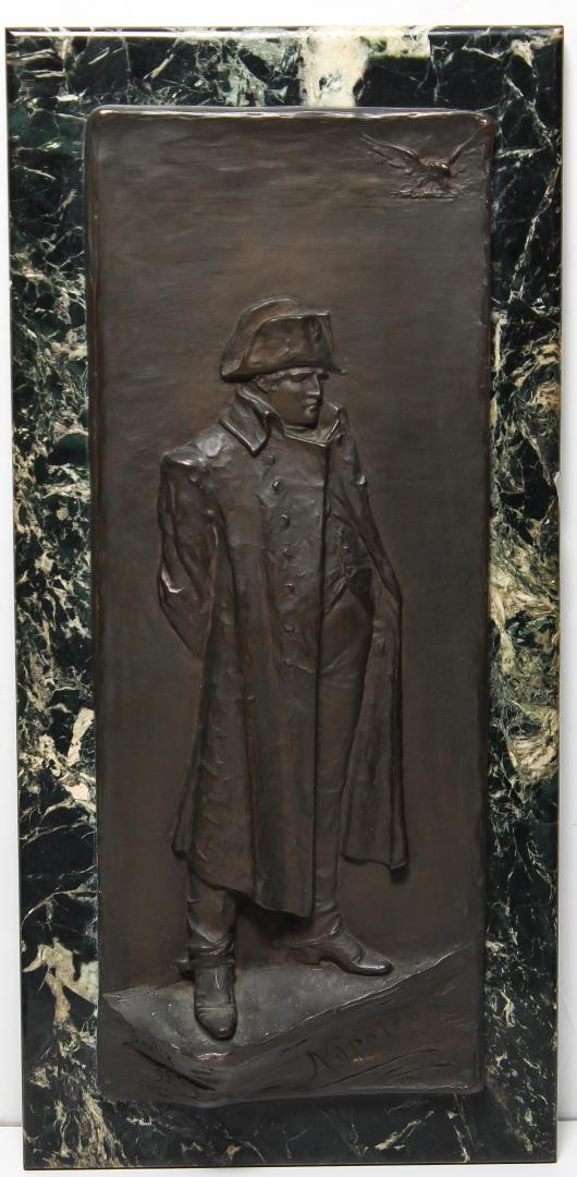 Appraisal: J LISNEY BANKS BRONZE NAPOLEON PLAQUE J Lisney Banks Canadian