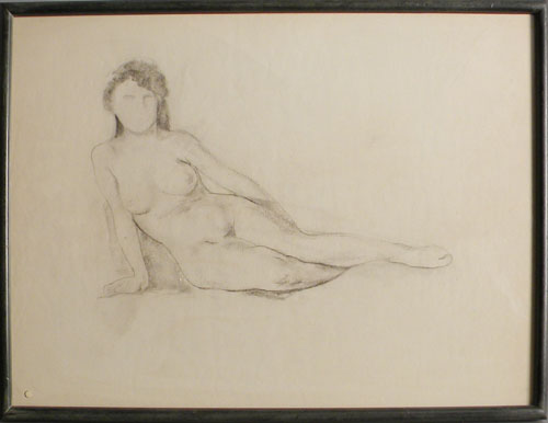 Appraisal: Double sided charcoal nude study x