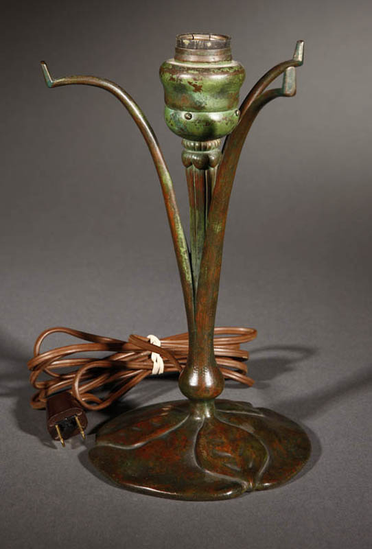 Appraisal: Tiffany Studios bronze lily pad desk lamp base Tiffany Studios