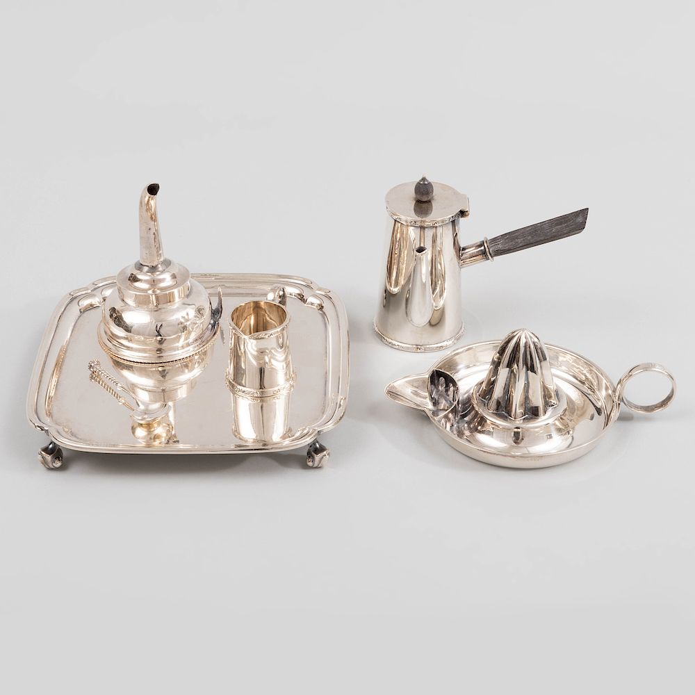 Appraisal: Group of Five English Silver Drinkwares and Accessories Comprising A