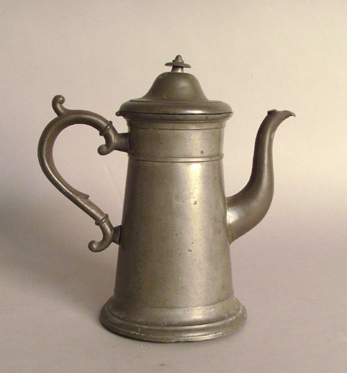 Appraisal: Connecticut pewter coffee pot ca stamped I C Lewis h