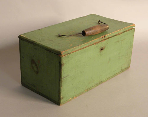 Appraisal: Green painted lock box early th c h l d