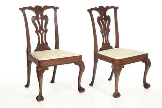 Appraisal: PAIR OF GEORGE III SIDE CHAIRS England - mahogany Good