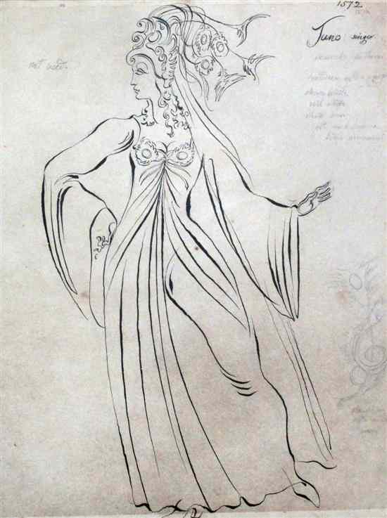 Appraisal: Michael Ayrton - pen and ink Costume design for 'Juna