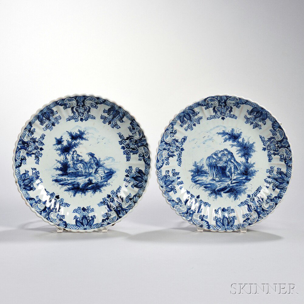 Appraisal: Pair of Dutch Delftware Blue and White Dishes Holland th