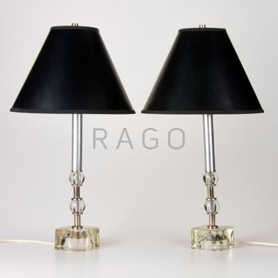 Appraisal: ART DECO Pair of table lamps USA th c Glass