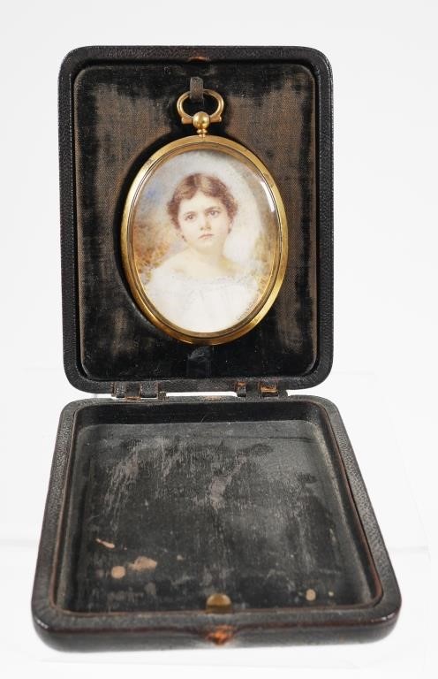 Appraisal: Miniature portrait painting of a young woman signed Clara Louise