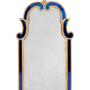 Appraisal: A Swedish Giltwood and Cobalt Blue Glass Mirror in the