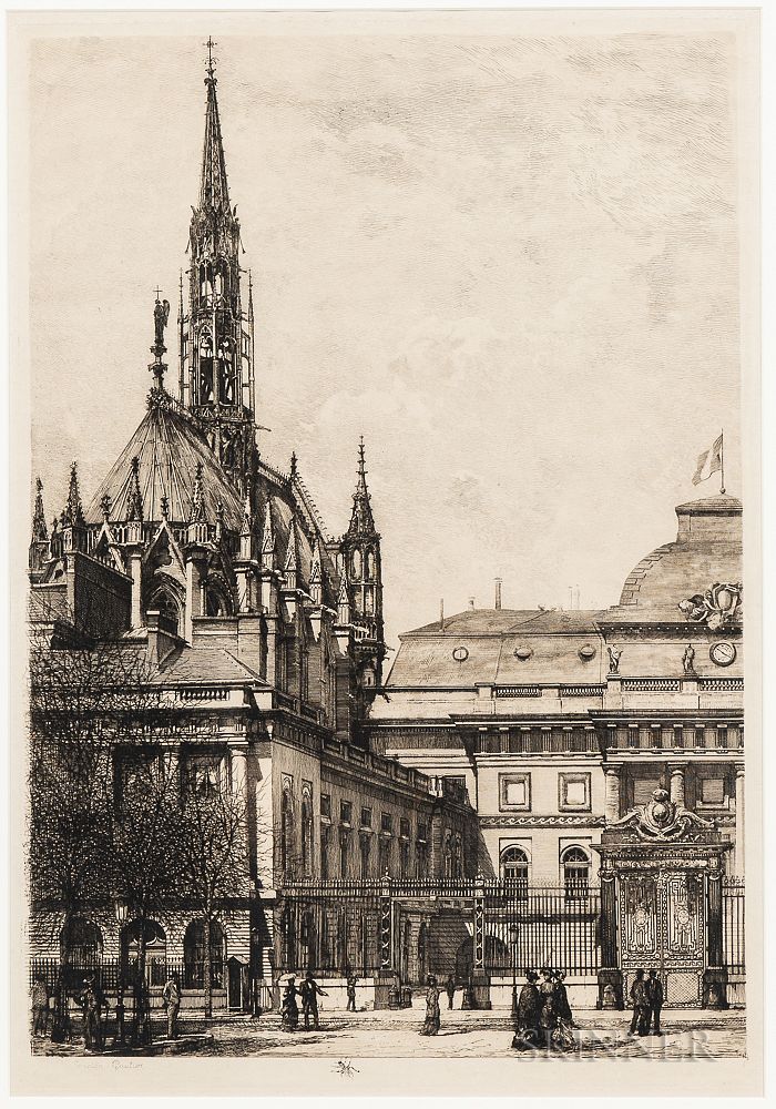 Appraisal: Lucien Marcelin Gautier French - Street View of La Sainte-Chapelle