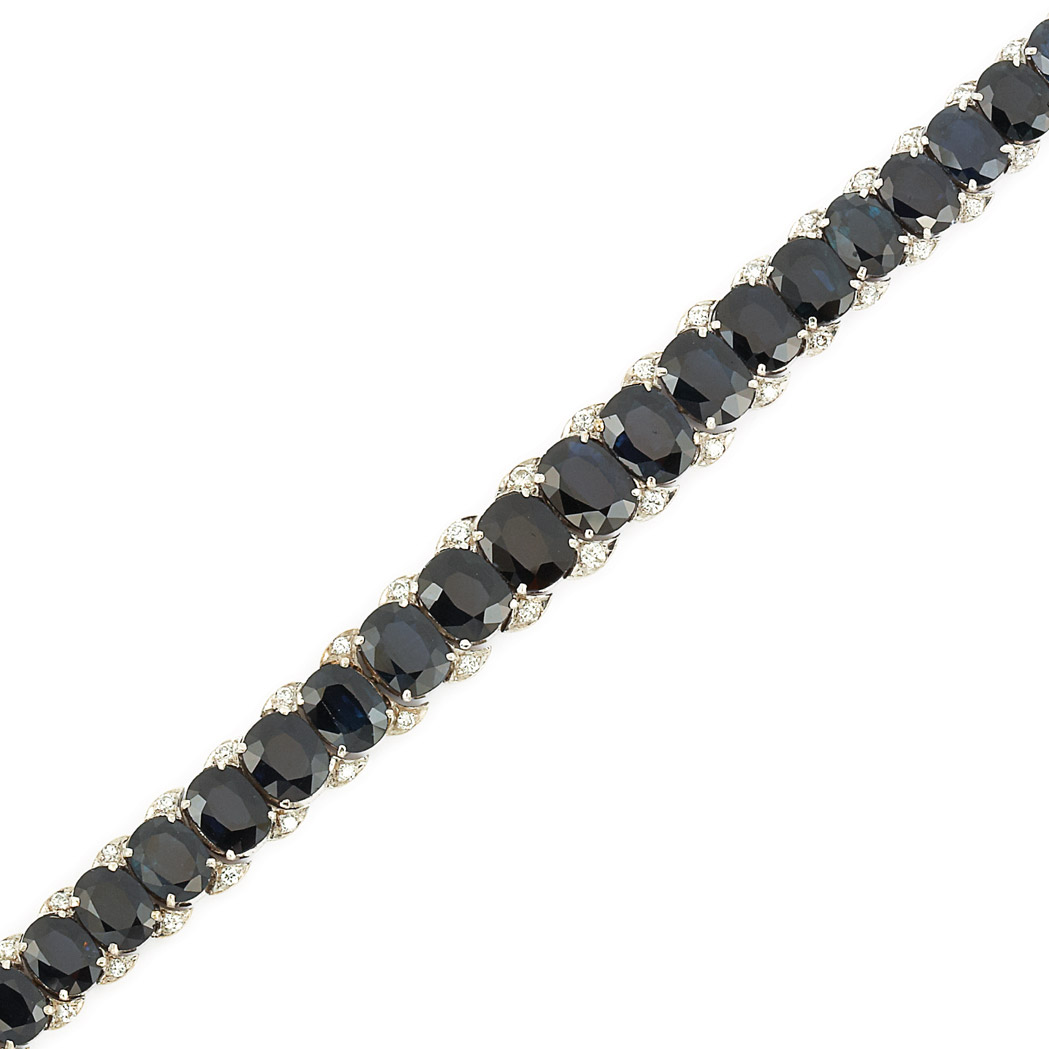 Appraisal: Sapphire and Diamond Bracelet Oval sapphires ap cts diamonds ap