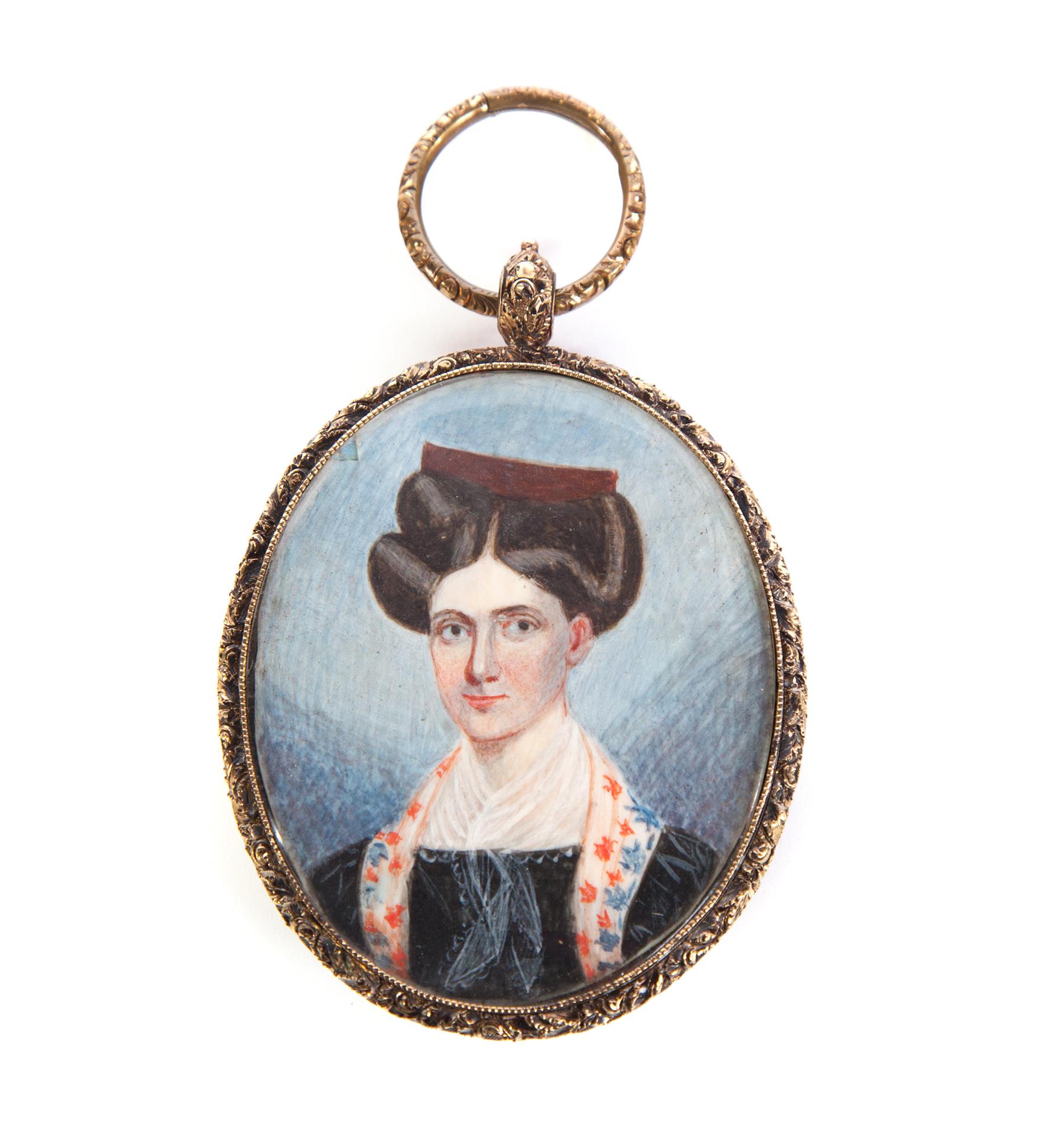 Appraisal: MINIATURE PORTRAIT OF A WOMAN Probably American nd quarter- th