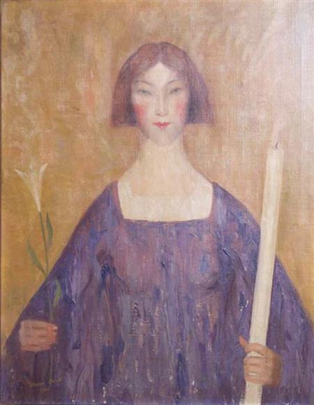 Appraisal: Dana Pond American - Woman Holding a Lily and a