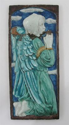 Appraisal: A Della Robbia stoneware plaque by Conrad Dressler rectangular cast