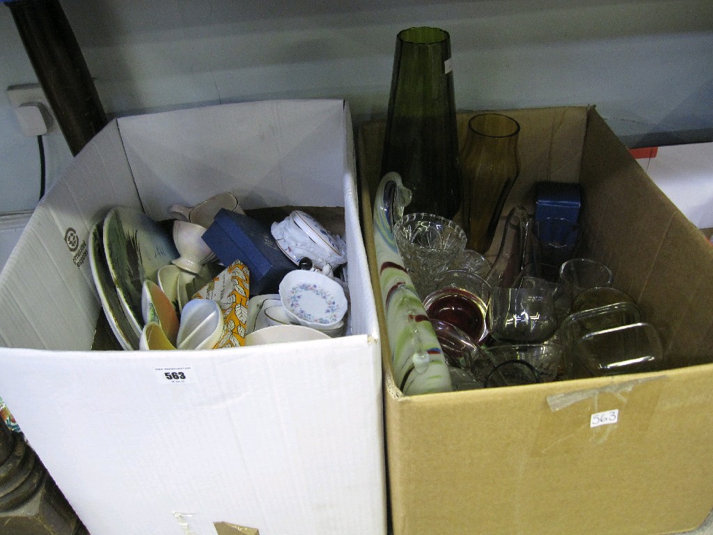 Appraisal: Lot comprising two boxes of assorted ceramics and glassware -