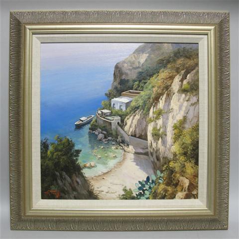 Appraisal: GIUSEPPE TORELLA ITALIAN TH CENTURY MEDITERRANEAN COASTAL SCENE Oil on