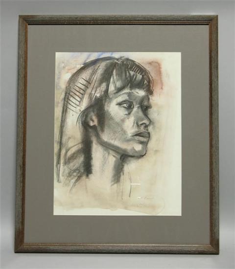 Appraisal: VICTOR DE PAUW AMERICAN - PORTRAIT OF A WOMAN Charcoal