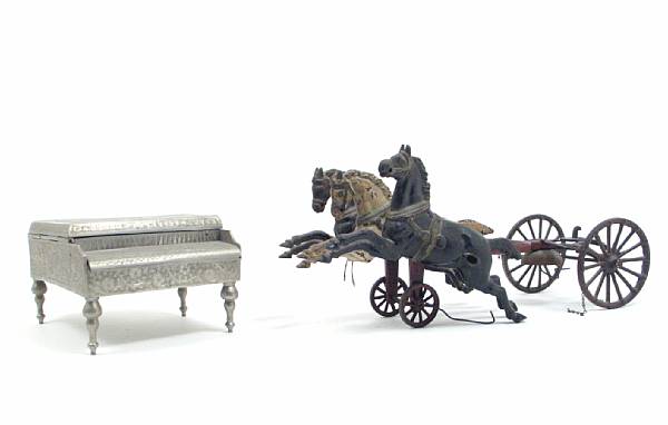 Appraisal: A group of assorted articles comprising a horse pull toy