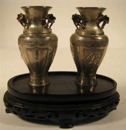 Appraisal: Chinese silver presentation vasesThe double baluster form vases dedicated to