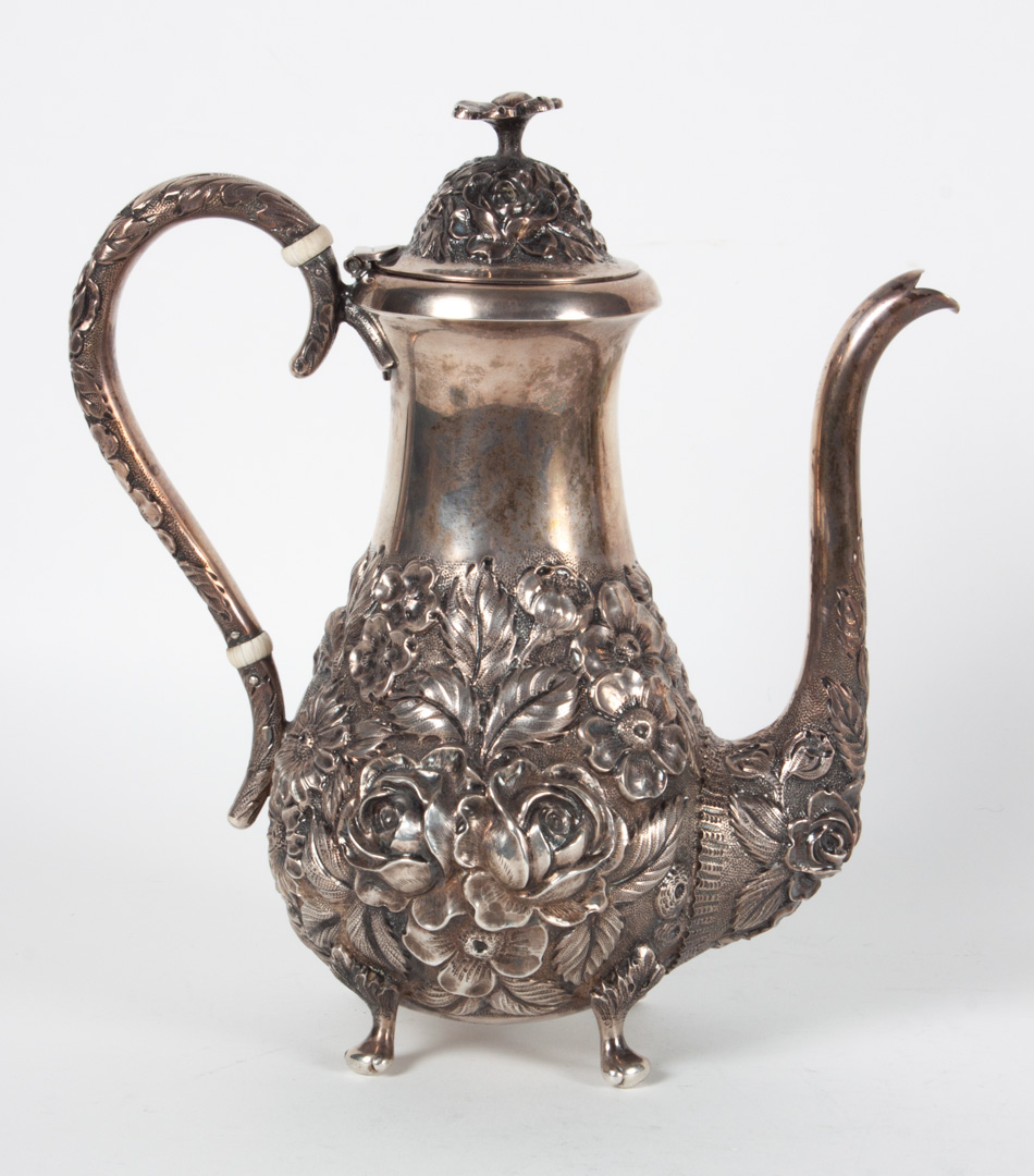 Appraisal: American repousse sterling individual teapot no maker probably Jenkins Jenkins