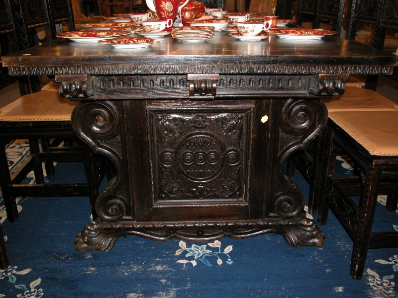 Appraisal: Jacobean-style Carved and Ebonized Oak Refectory Table early th century