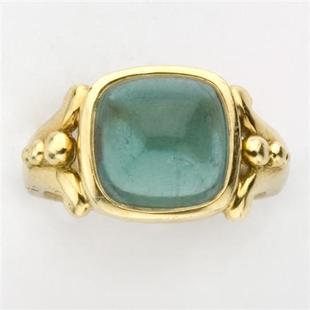 Appraisal: Gold and Cabochon Tourmaline Ring Helen Woodhull Estimate -