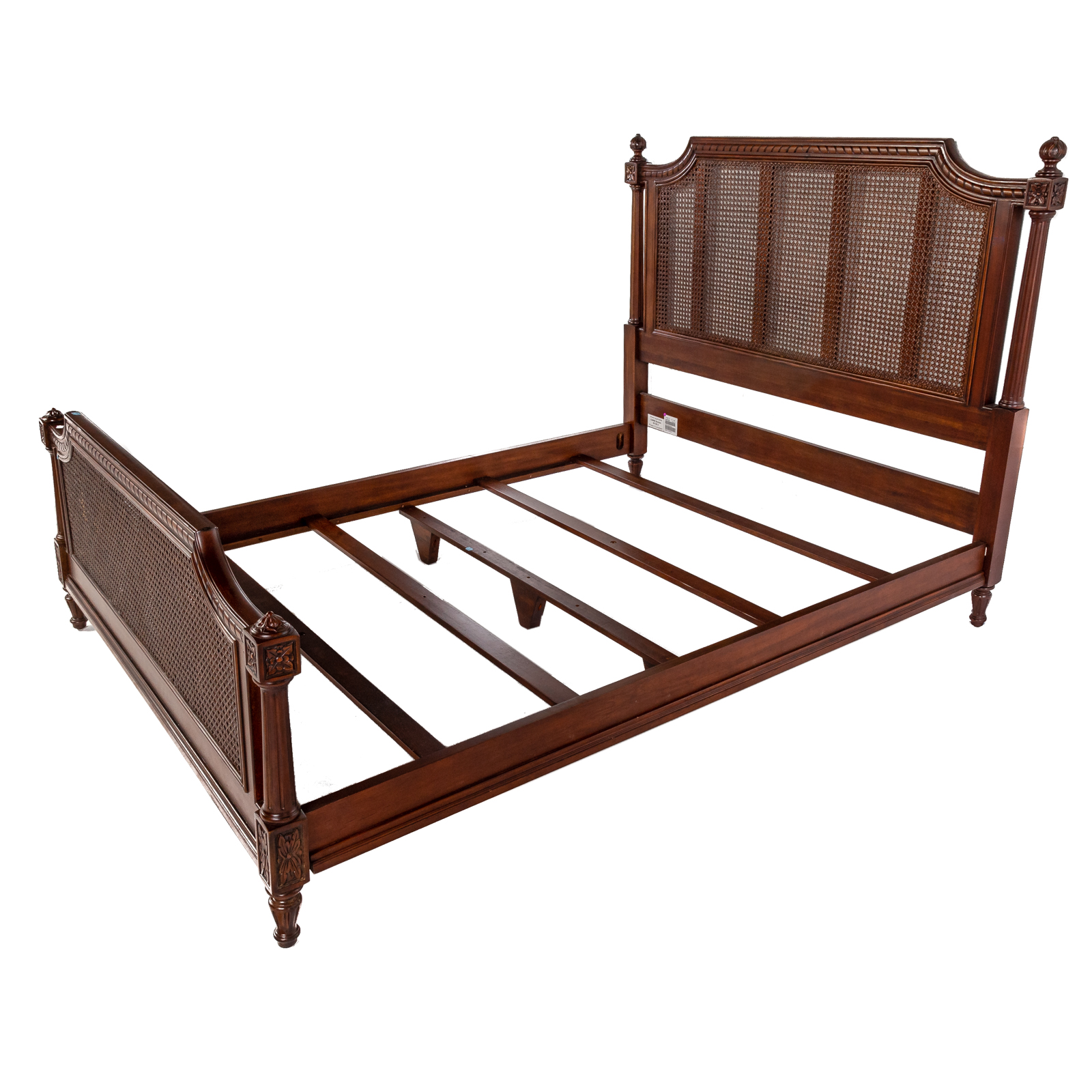 Appraisal: ETHAN ALLEN QUEEN-SIZE CANED BACK BED th century caned back