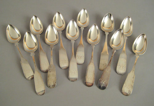 Appraisal: Nine Reading Pennsylvania silver serving spoons ca one bearing the