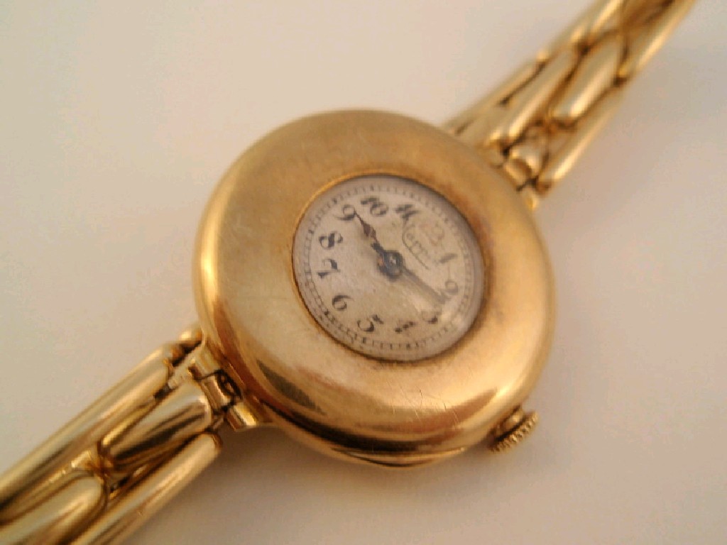 Appraisal: A ladies ct gold bracelet wristwatch dial scribed Mappin mark