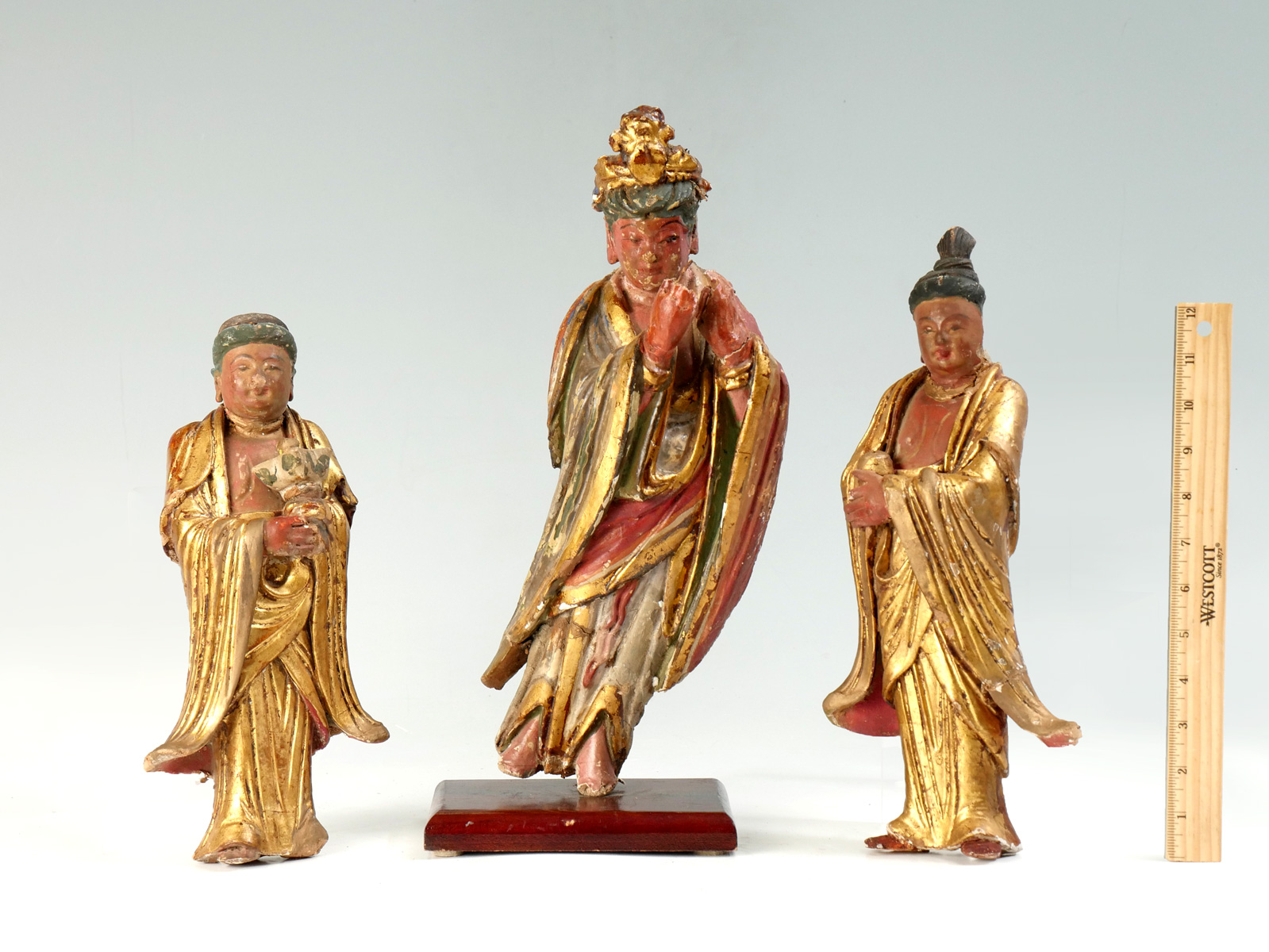 Appraisal: PIECE MING DYNASTY FIGURES Largest Approx '' h x ''