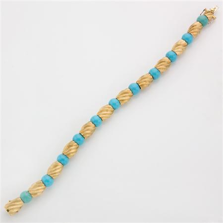 Appraisal: Gold and Turquoise Bead Bracelet Estimate -