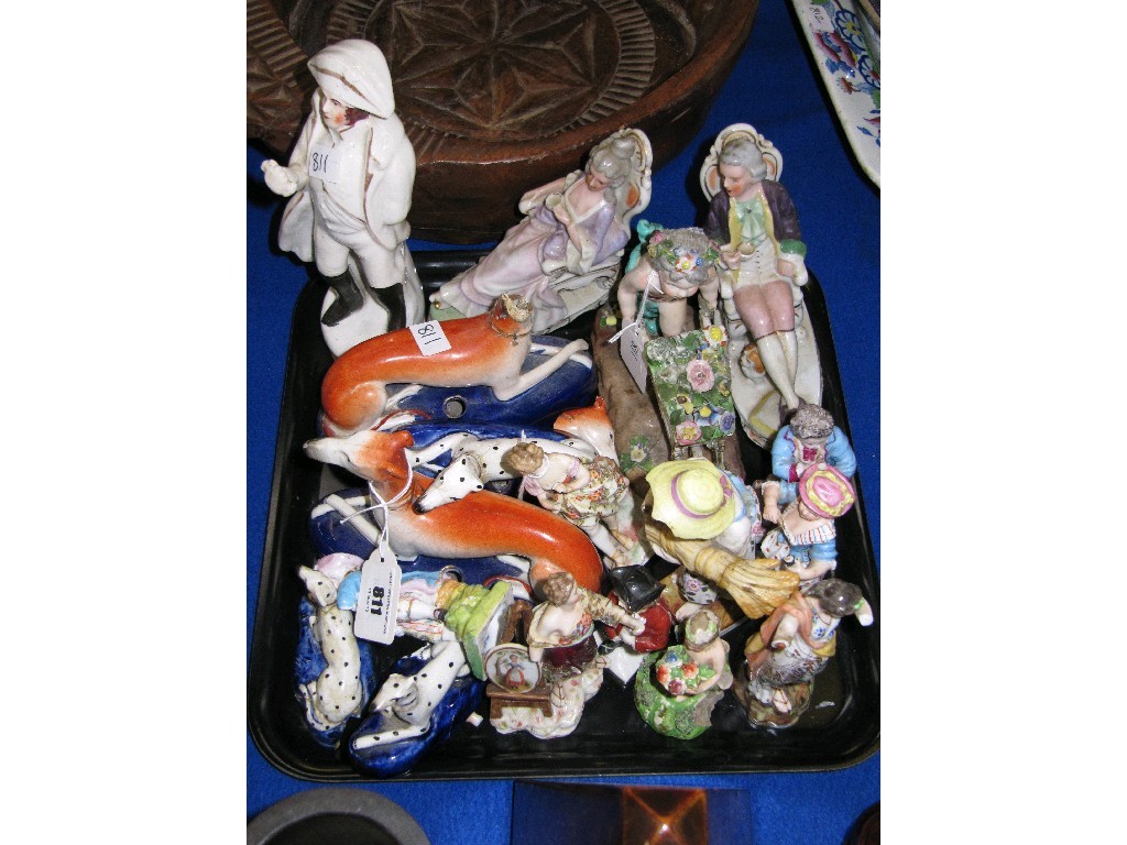 Appraisal: Tray lot of Staffordshire and Continental figures