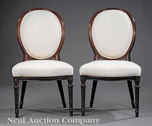 Appraisal: Four Louis XVI-Style Carved Rosewood Side Chairs mid- th c