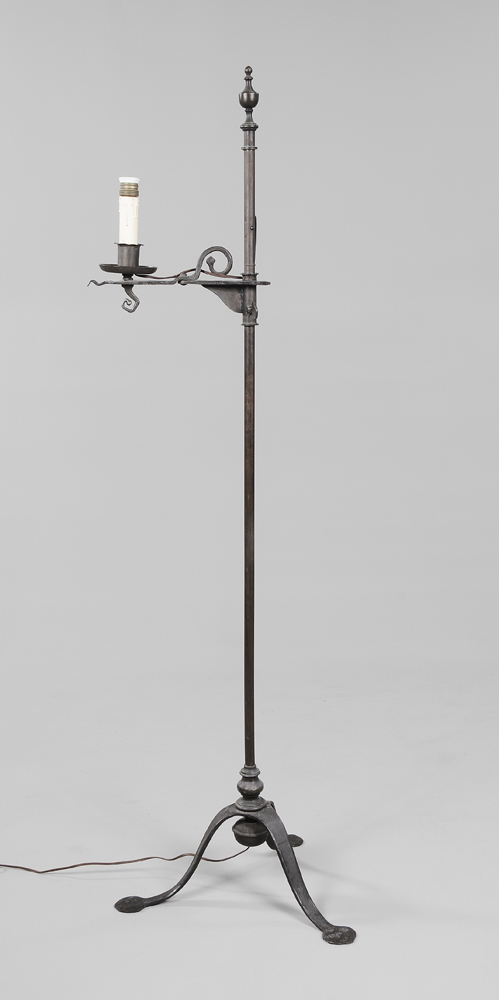 Appraisal: Wrought Iron Floor Lamp probably American early th century urn