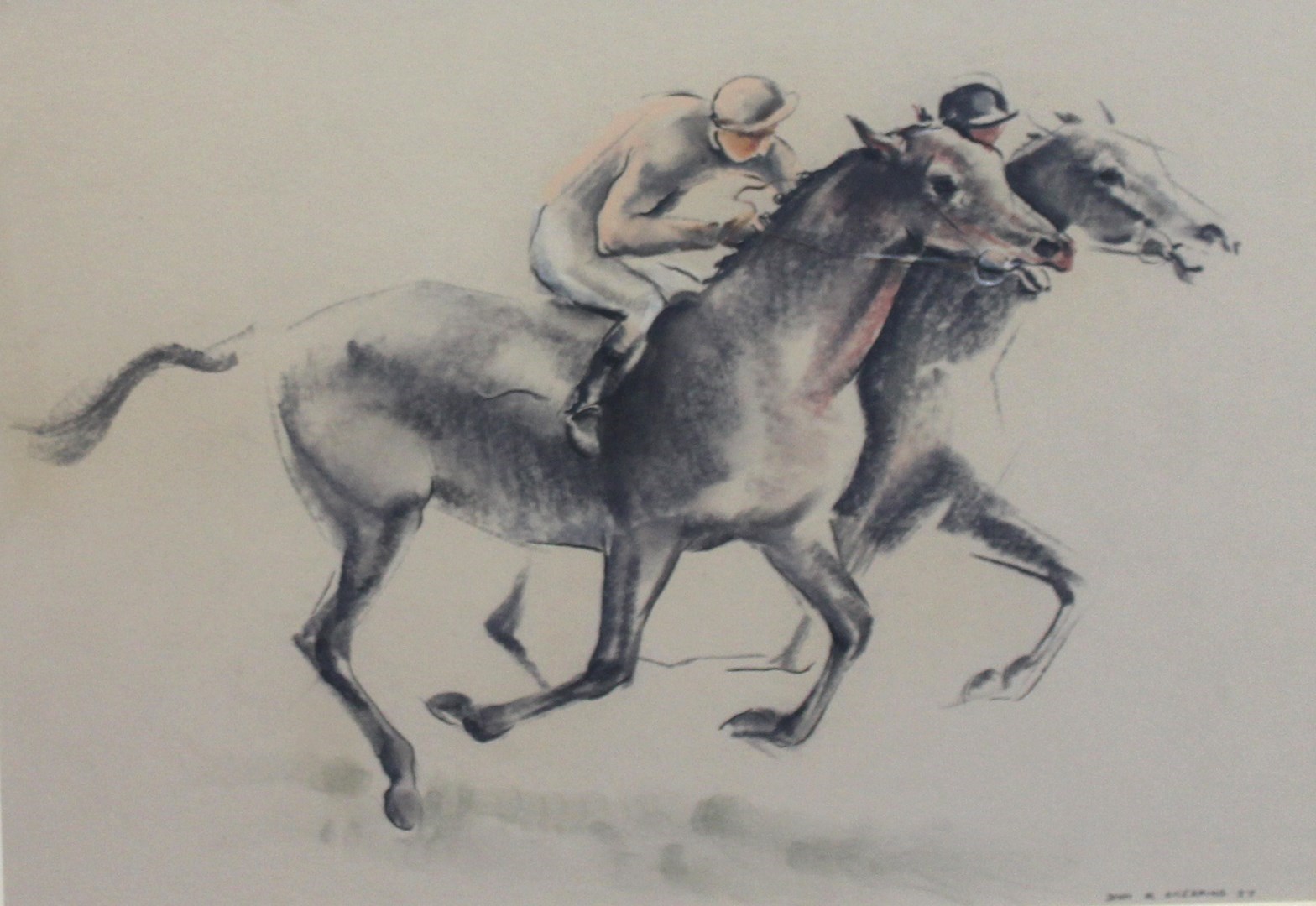 Appraisal: John Skeaping - Race horses mixed media signed and dated