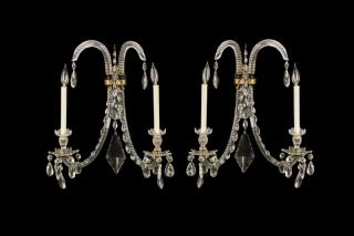 Appraisal: Fantastic Pair of George III Cut Glass Sconces Likely Anglo-Irish