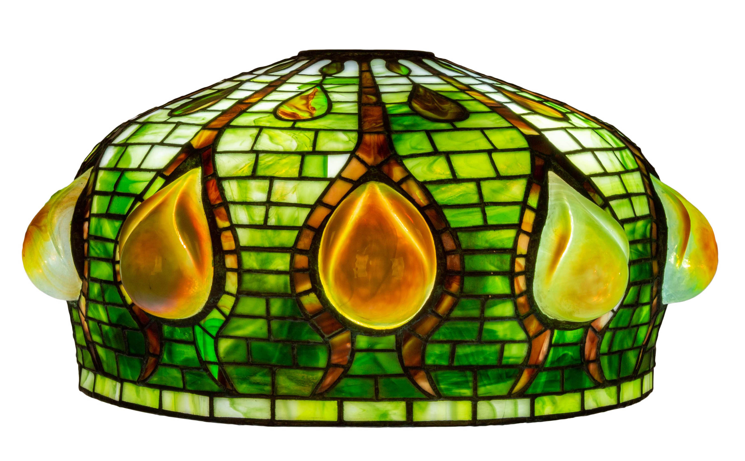 Appraisal: AMERICAN LEADED GLASS LAMP SHADE early th century leaded glass