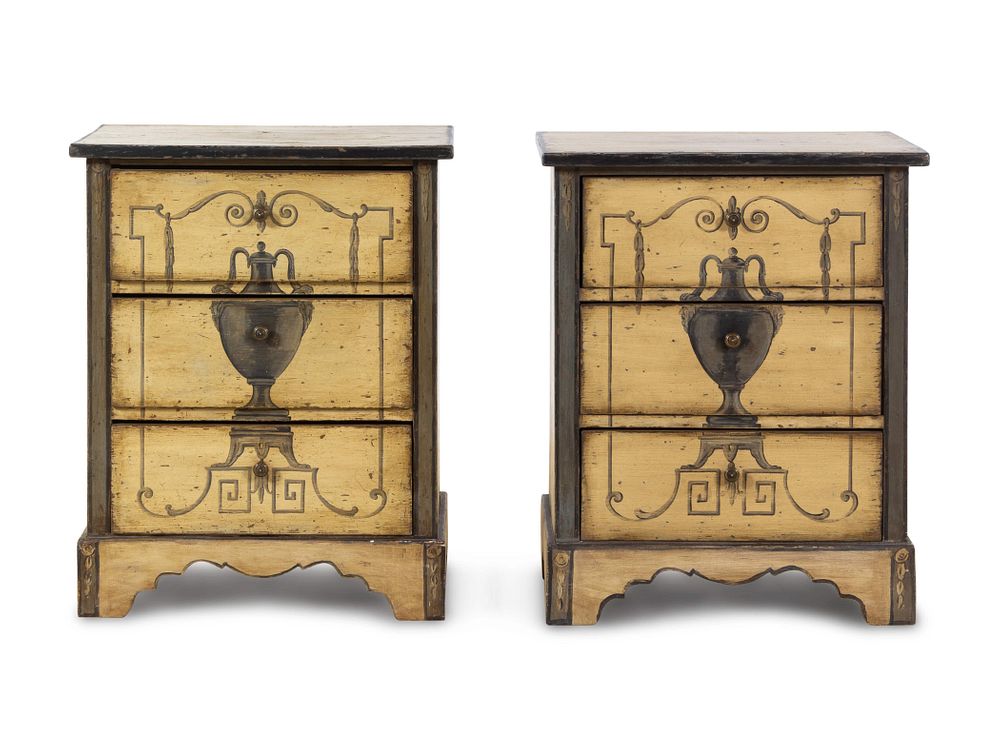 Appraisal: A Pair of Neoclassical Style Painted Nightstands A Pair of