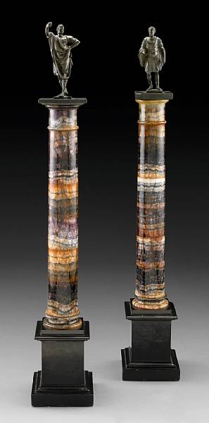 Appraisal: An impressive pair of blue john columns possibly English first