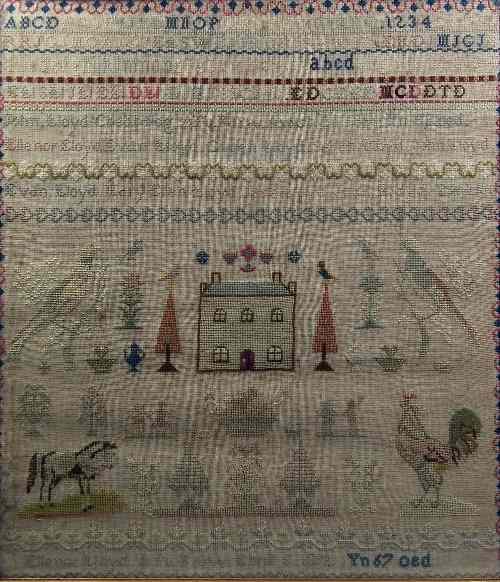 Appraisal: Late Victorian needlework sampler relating the Lloyd family and thought