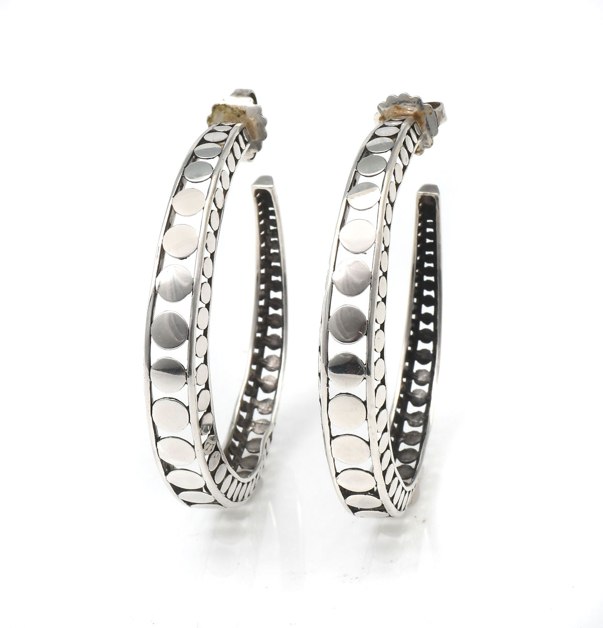 Appraisal: JOHN HARDY STERLING DOT HOOP EARRINGS Sterling DOT hoop earrings