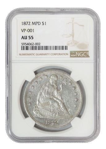 Appraisal: U S MPD VP- silver dollar NGC AU housed in