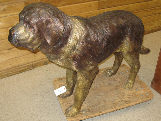 Appraisal: LIFE-SIZE BRONZE CANINE SCULPTURE a Saint Bernard in standing pose