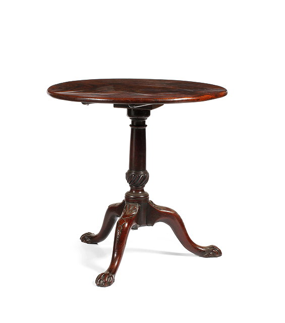 Appraisal: A GEORGE III MAHOGANY CIRCULAR TILT TOP OCCASIONAL TABLE on