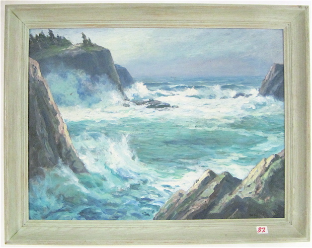 Appraisal: ROSS GILL OIL ON PANEL Bothel Washington - Seascape off