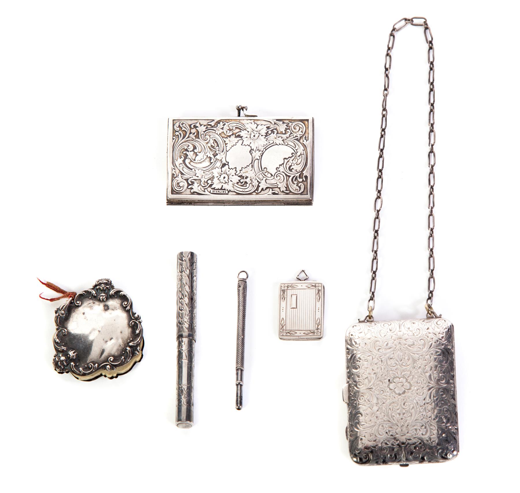 Appraisal: SIX PIECES OF LADIES' STERLING ACCOUTREMENTS American st quarter- th