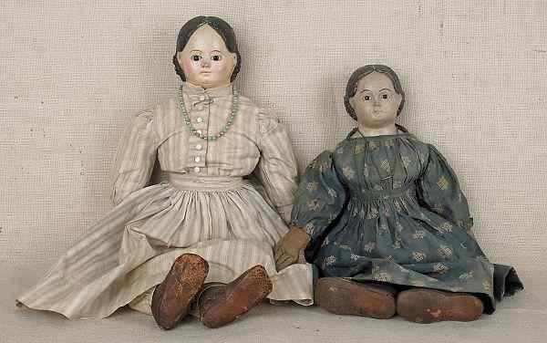 Appraisal: Two Greiner papier-m ch dolls